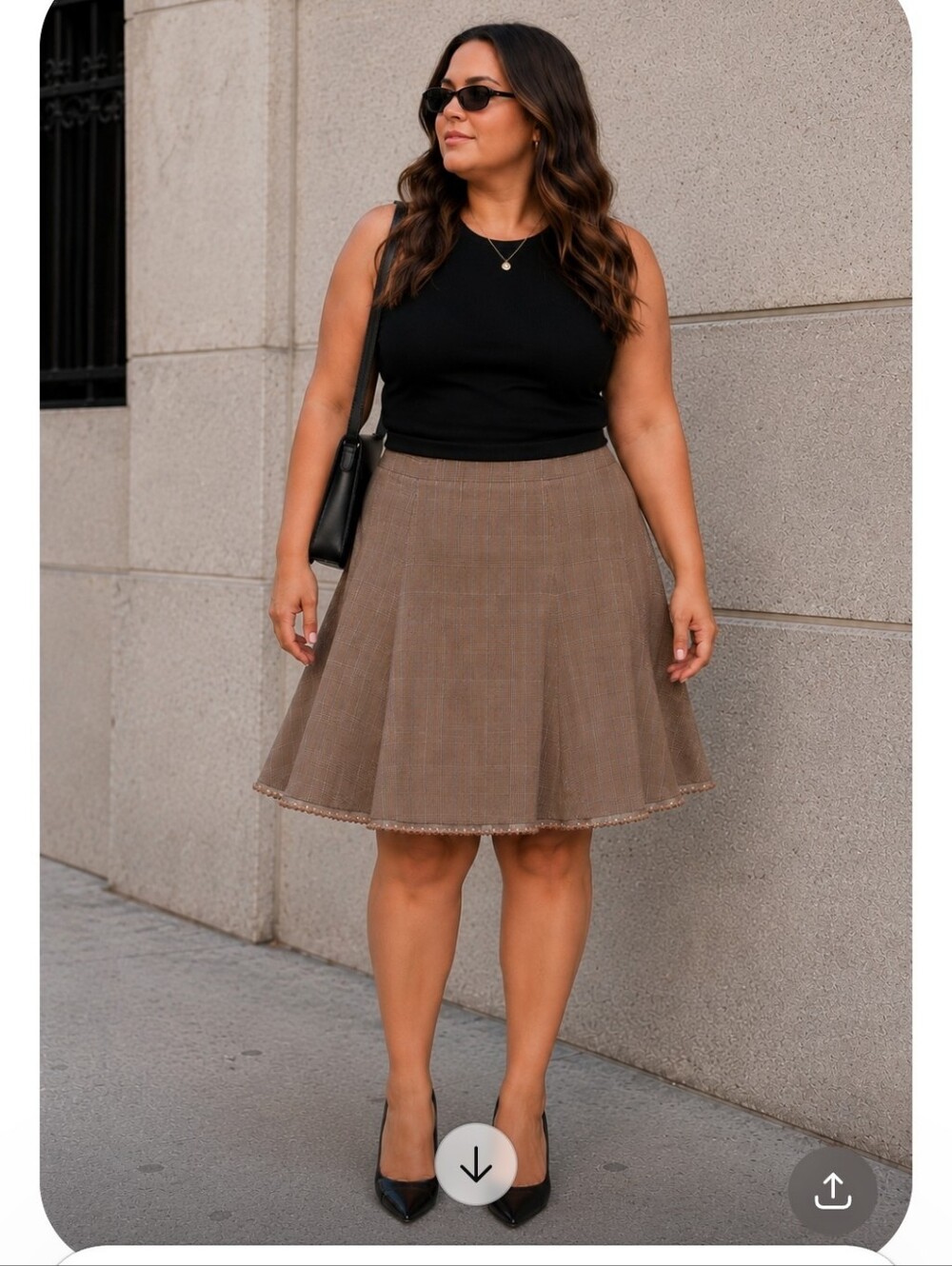 Lane Bryant Brown Plaid Embellished Hem A-Line Skirt Size 22 NWT